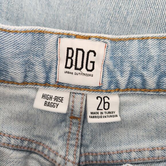 BDG Urban Outfitters Baggy Jeans High Rise Baggy Light Wash Distressed Jeans 26 - Picture 7 of 8